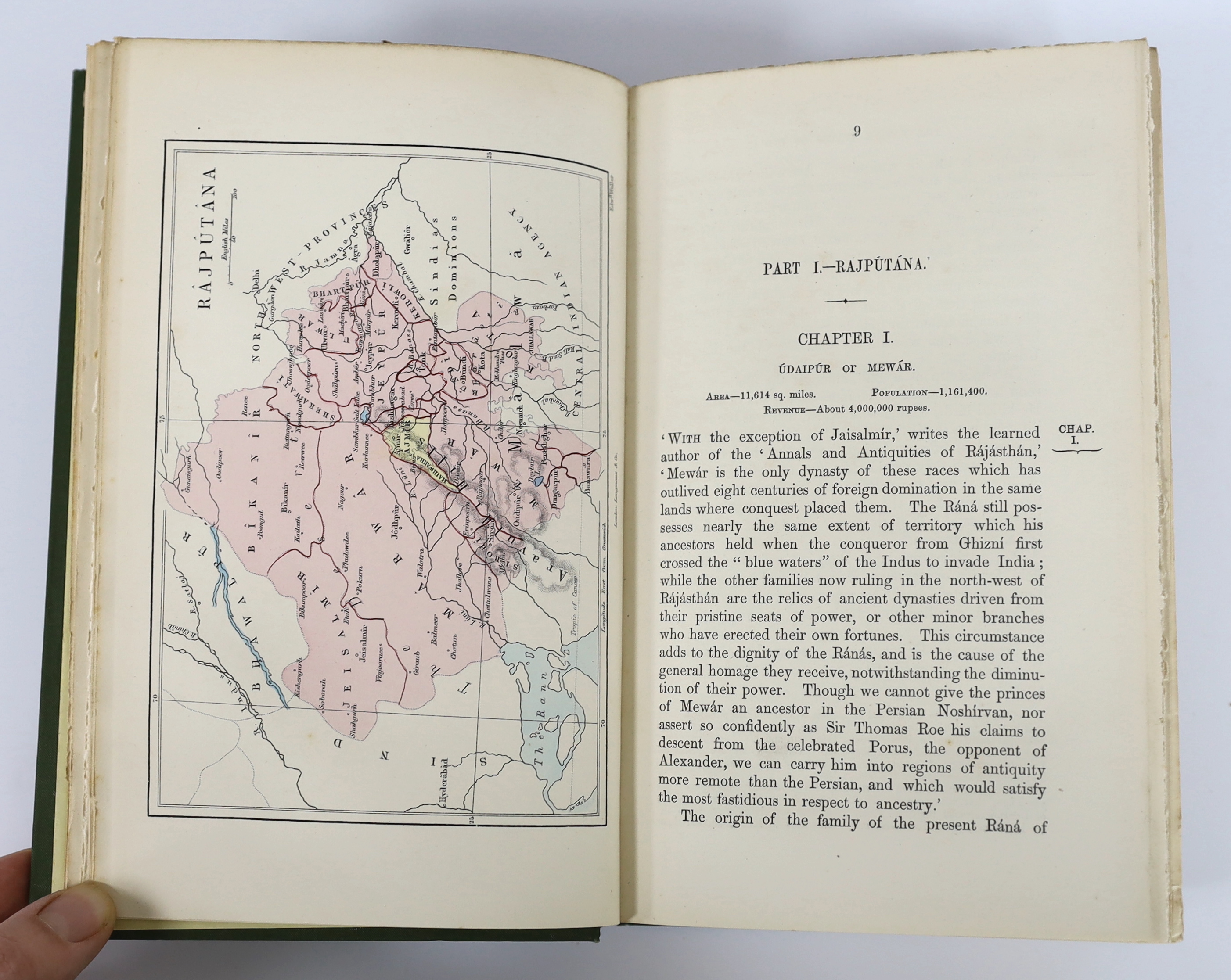 Malleson, Col. G.B. - An Historical Sketch of the Native States of India in Subsidiary Alliance with the British Government. 6 coloured maps; publisher's gilt and blind decorated cloth. (1875)